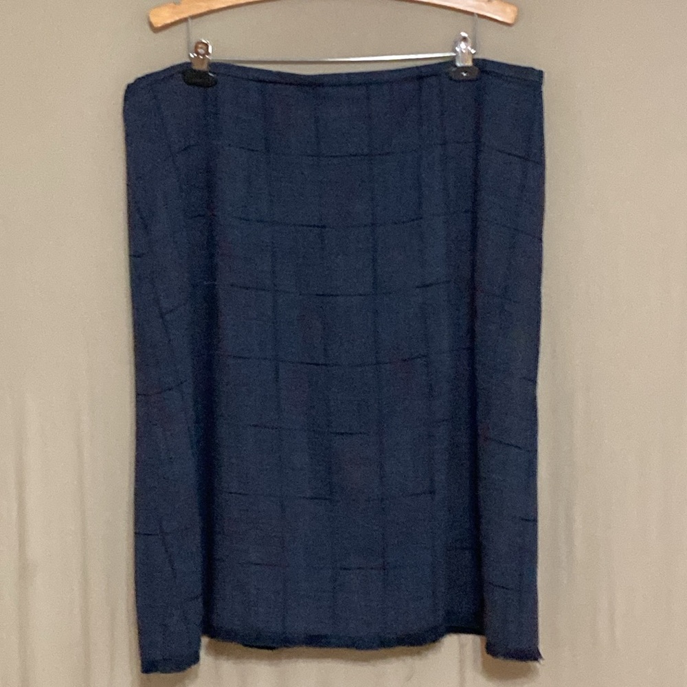 NWT Sag Harbor navy A-line midi skirt with fringed raw hem Size 20W